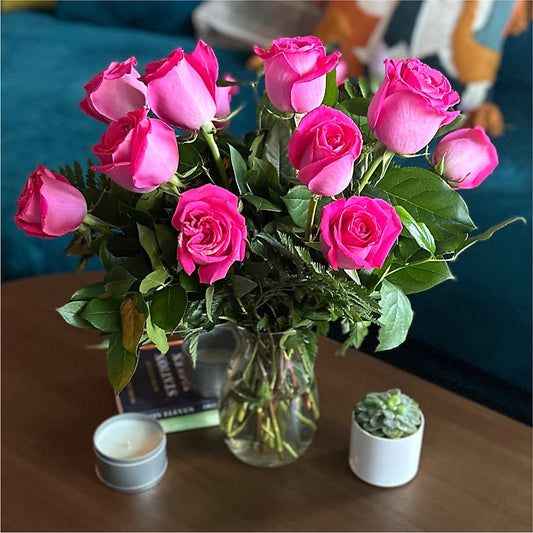 Long Stem Pink Rose Bouquet – MOREE'S FLORIST & MORE, Columbia MS