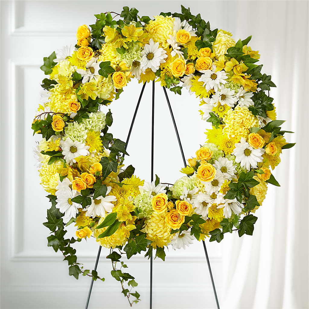 Golden Remembrance Wreath – MOREE'S FLORIST & MORE, Columbia MS