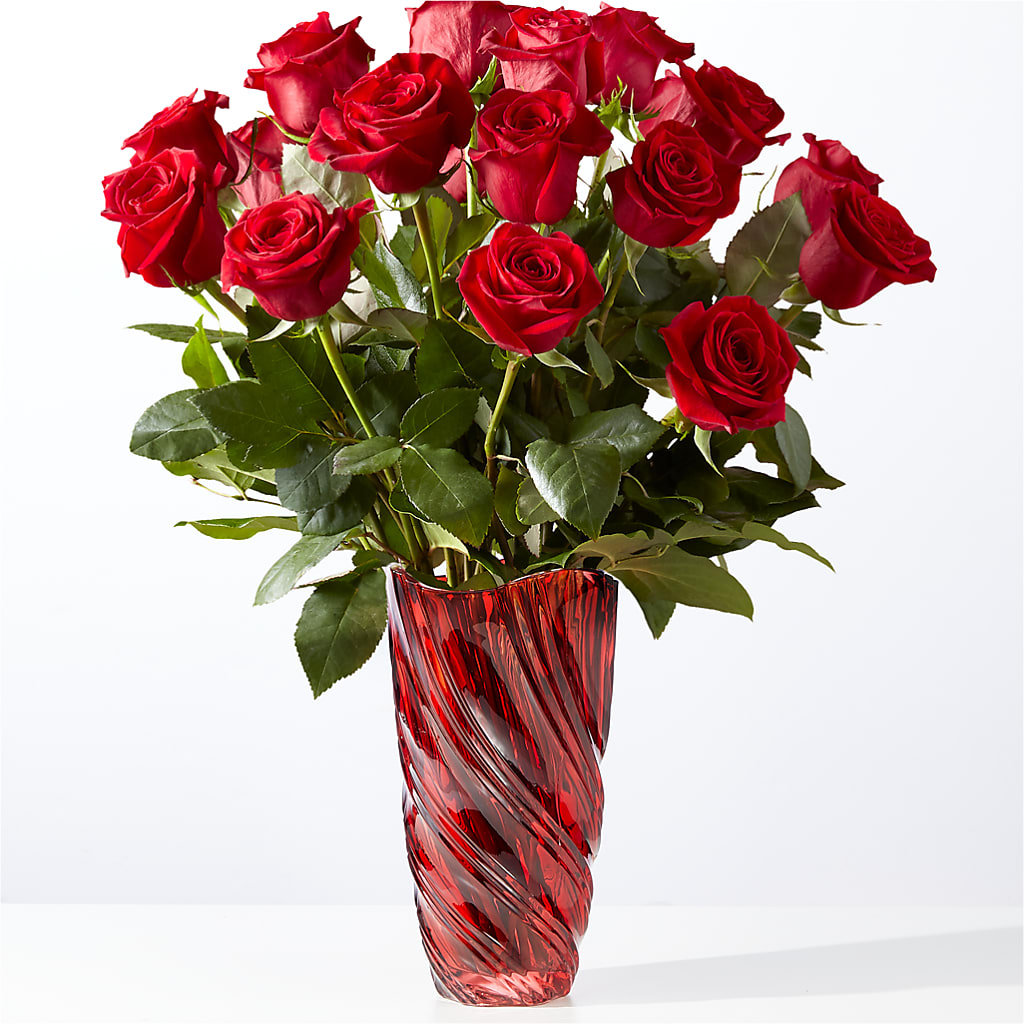Classic Love Red Rose Bouquet with Luxe Swirl Vase – MOREE'S FLORIST & MORE, Columbia MS