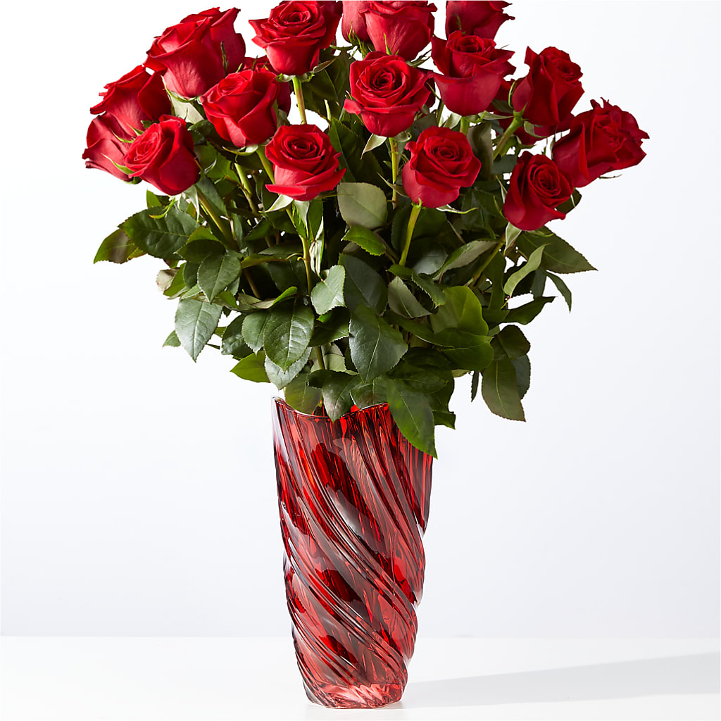 Classic Love Red Rose Bouquet with Luxe Swirl Vase – MOREE'S FLORIST & MORE, Columbia MS