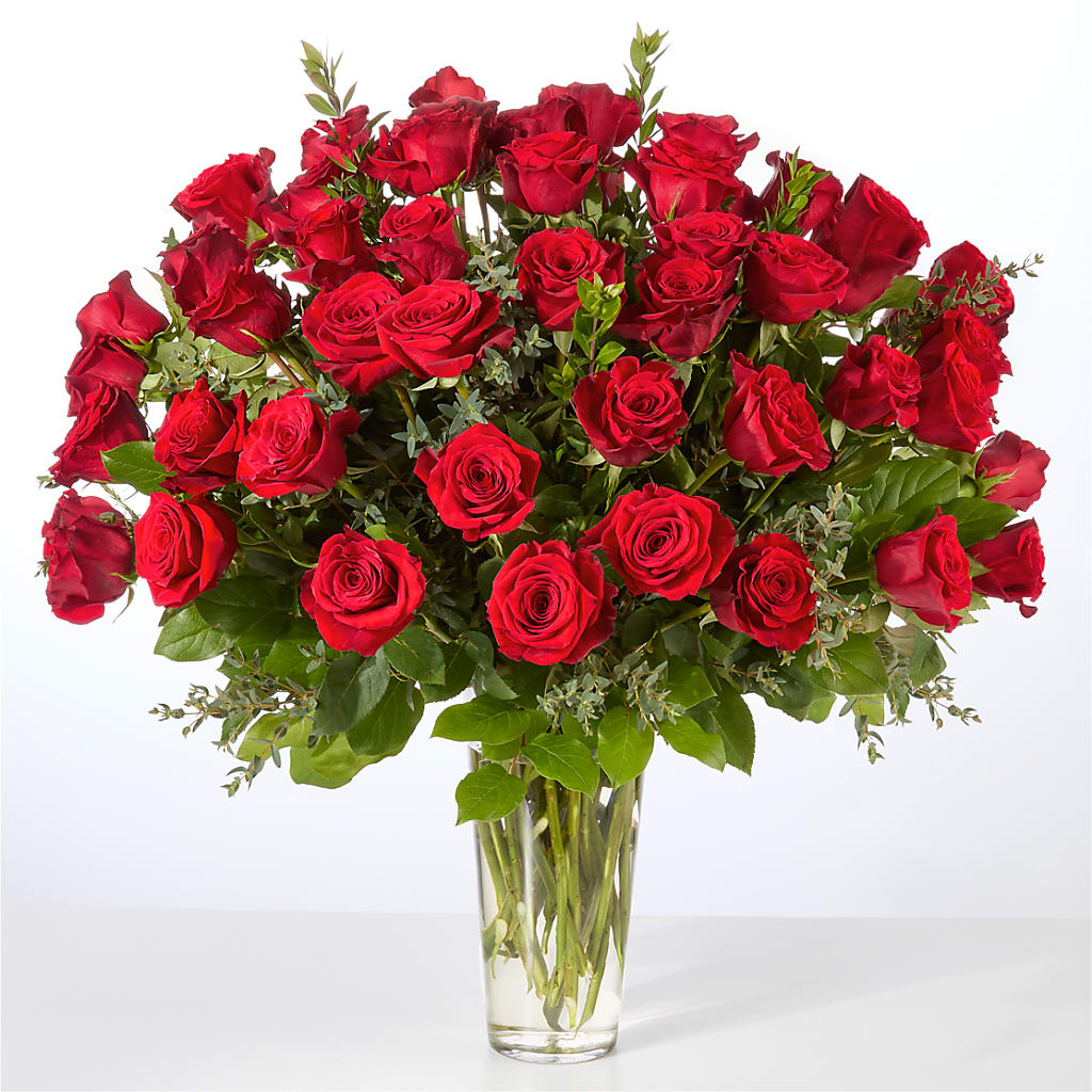 Forever Yours Fifty Stem Red Rose Bouquet – MOREE'S FLORIST & MORE, Columbia MS