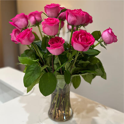 Long Stem Pink Rose Bouquet – MOREE'S FLORIST & MORE, Columbia MS