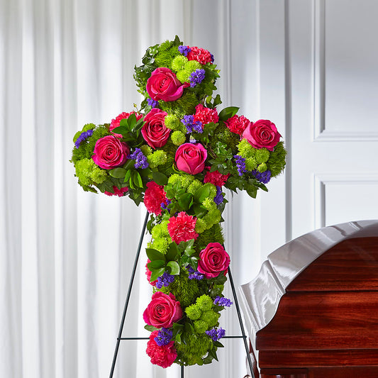 Tribute Rose Floral Cross