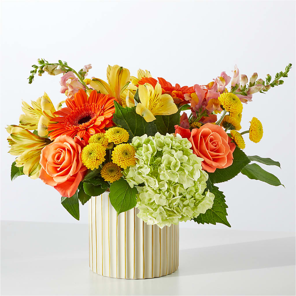 Autumn Sunshine Bouquet with Ivory Vase – MOREE'S FLORIST & MORE, Columbia MS