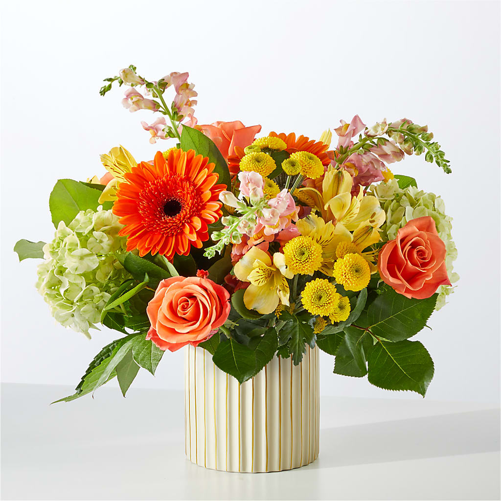 Autumn Sunshine Bouquet with Ivory Vase – MOREE'S FLORIST & MORE, Columbia MS